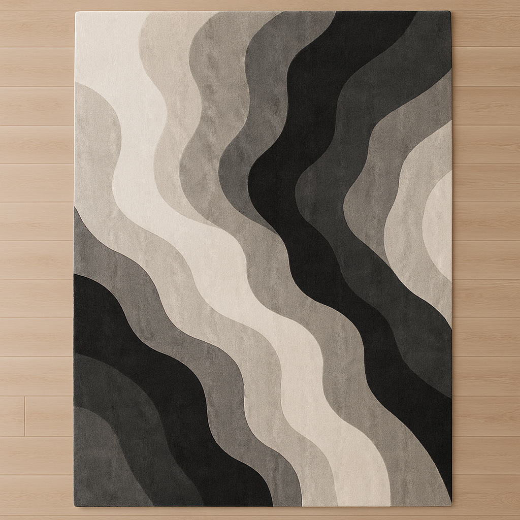 Monochrome Wave Rug 4 x 6 ft