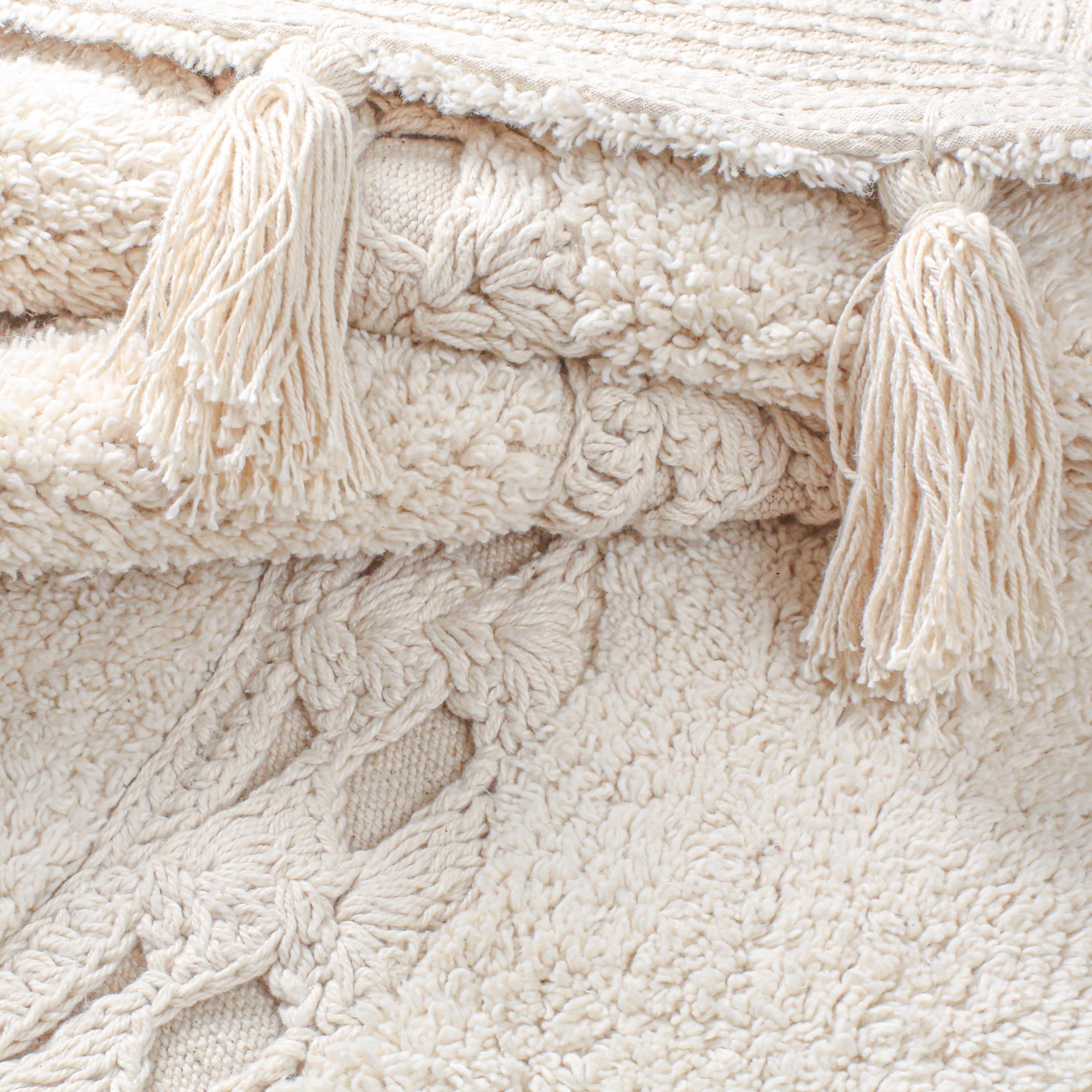 Handmade Half Moon Cotton Rug with Tassel Fringe