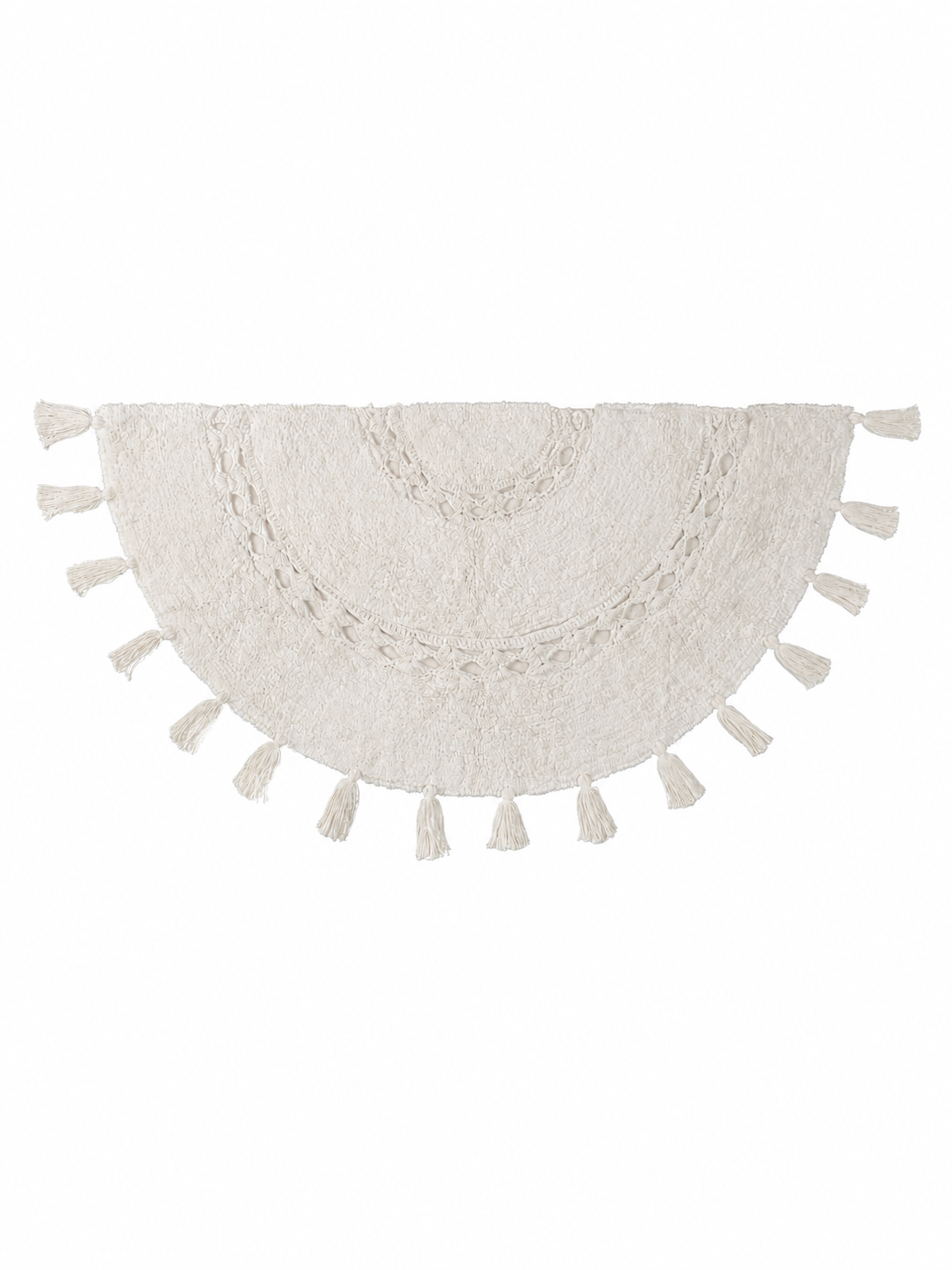 Handmade Half Moon Cotton Rug with Tassel Fringe