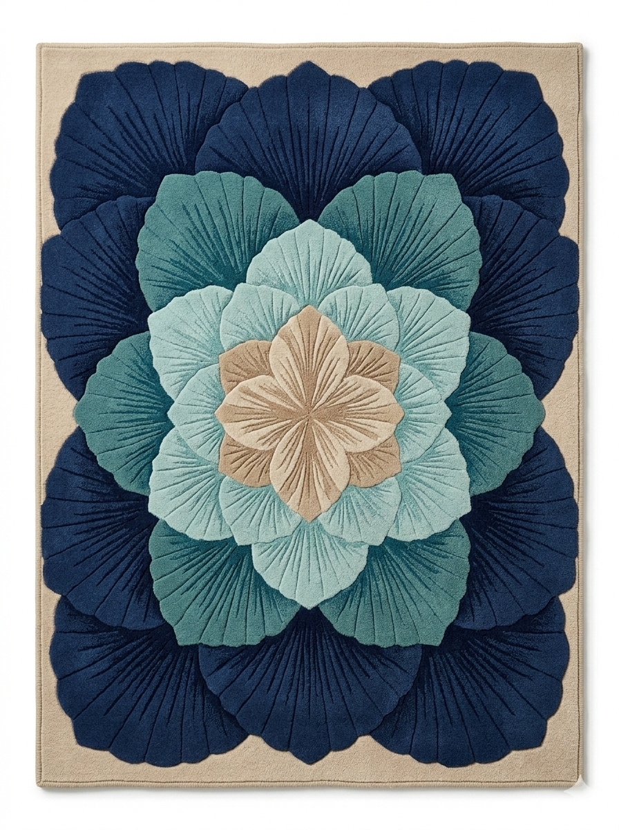 The Sapphire Bloom Floral Wool Rug