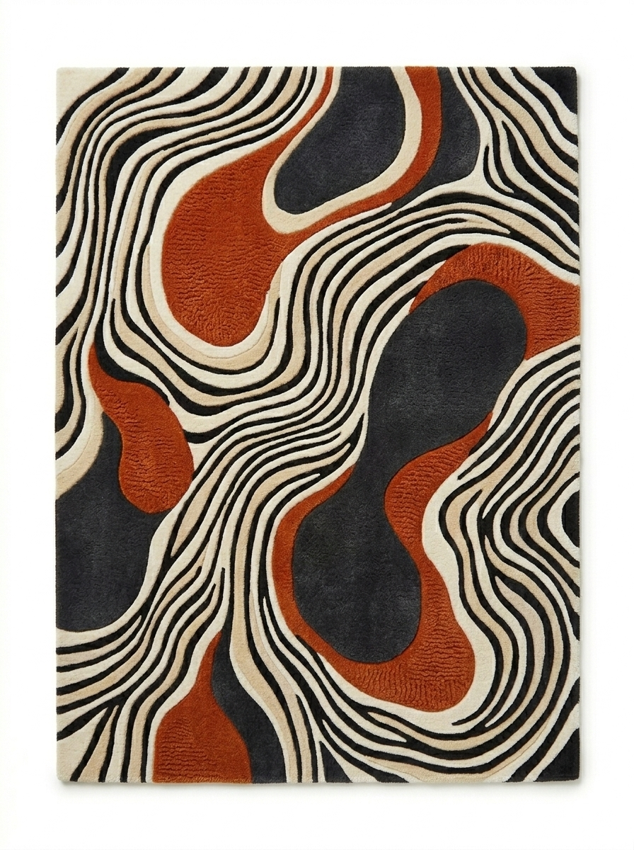 The Lava Flow Abstract Wool Rug