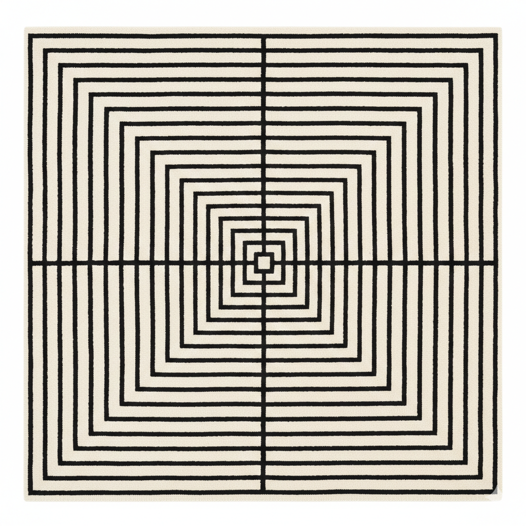 The Monochrome Nexus Geometric Wool Rug