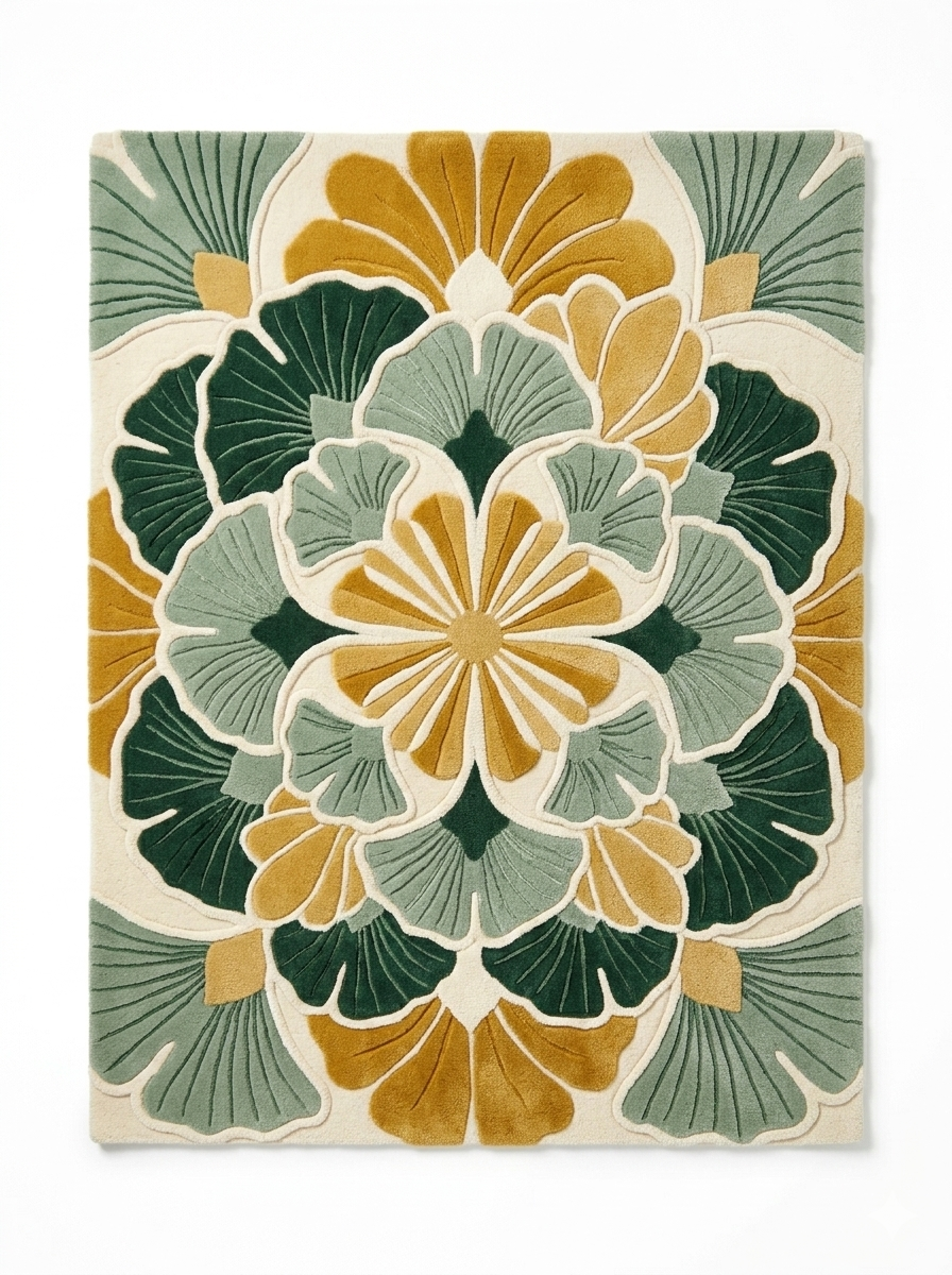 The Emerald Bloom Floral Wool Rug