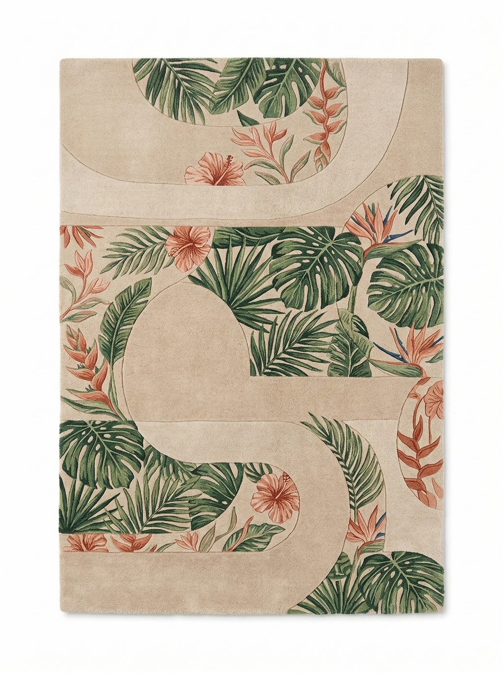 The Tropical Curve Botanical Wool Rug