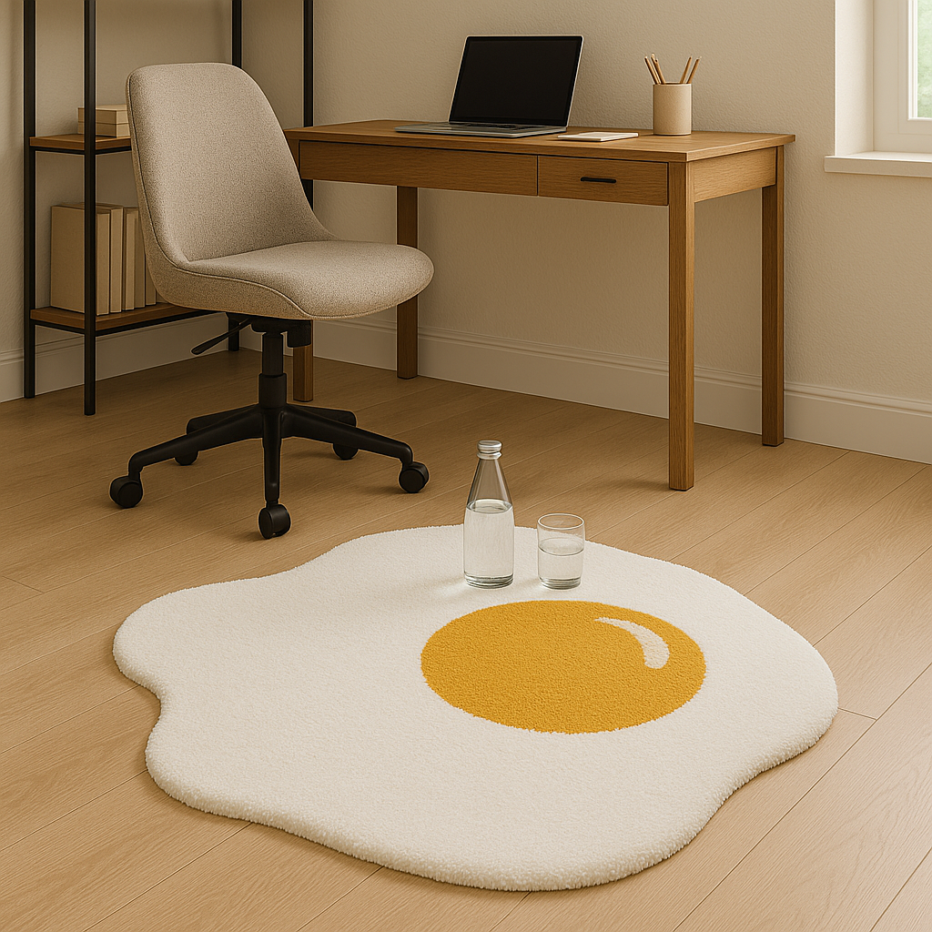 Sunny Side Up – Fried Egg Rug Hand-Tufted Wool Accent Rug