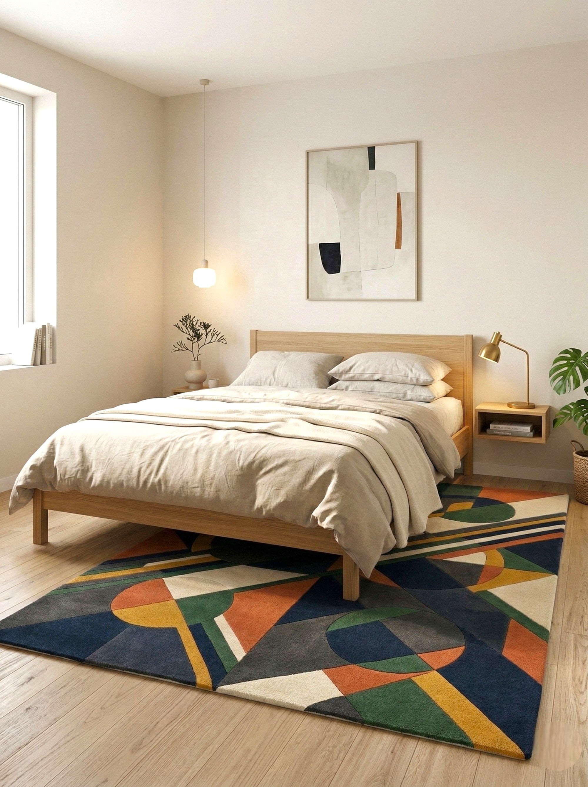 The Cubist Harmony Geometric Wool Rug