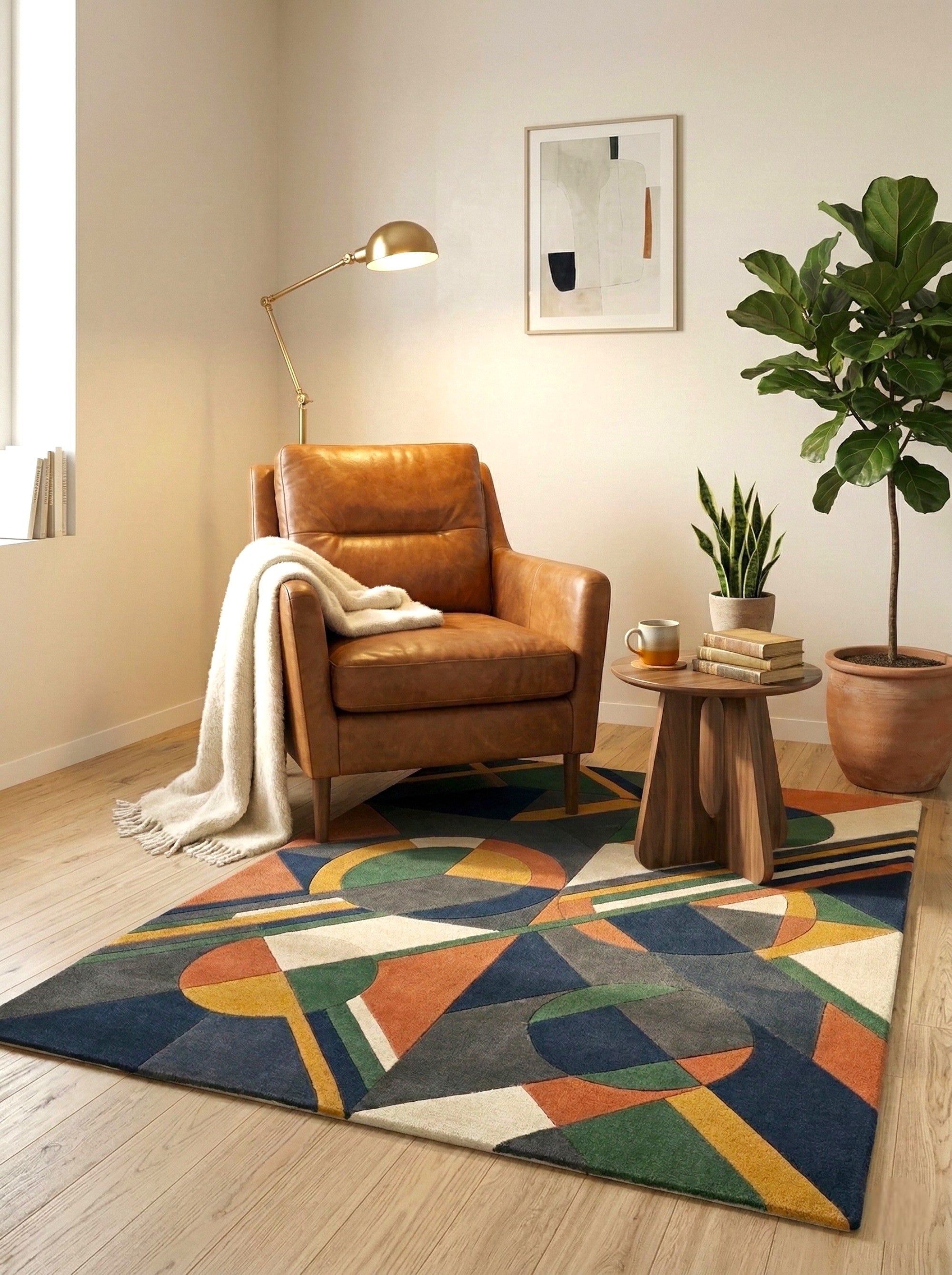 The Cubist Harmony Geometric Wool Rug