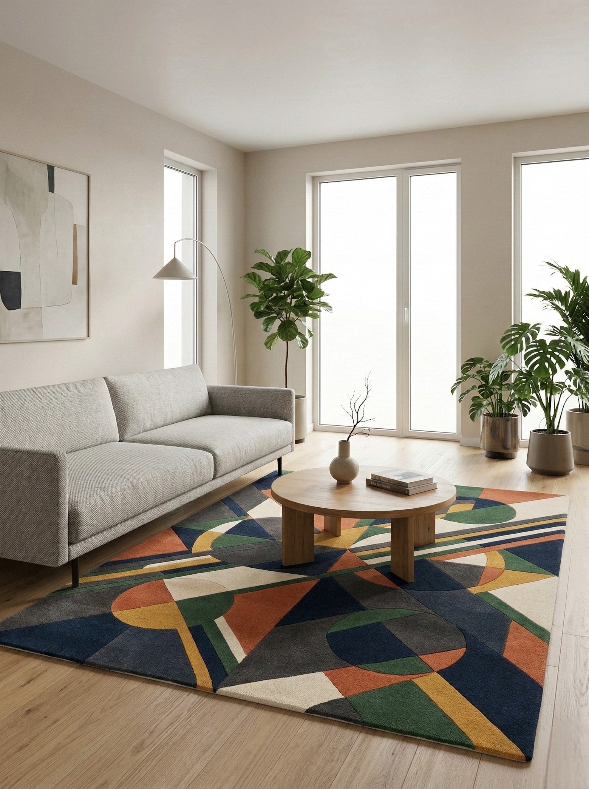 The Cubist Harmony Geometric Wool Rug