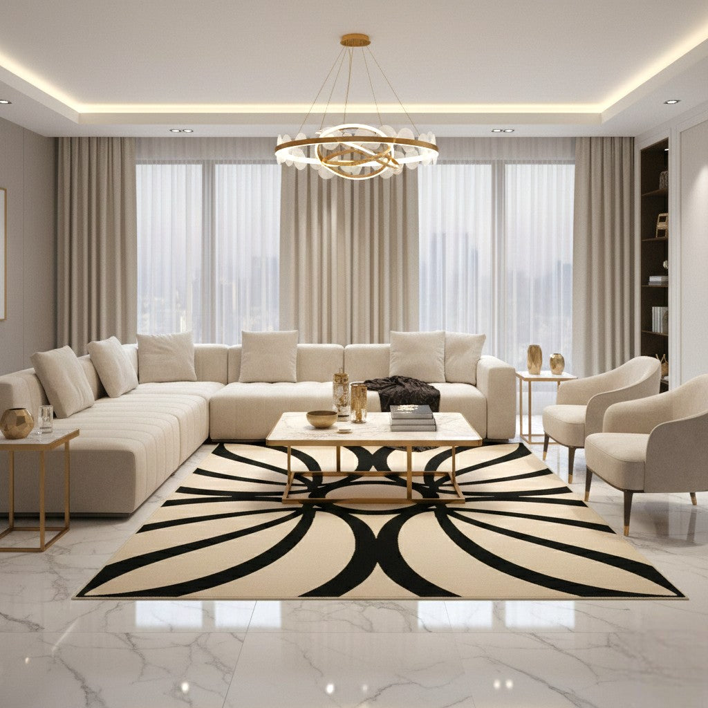 The Noir Petal Symmetry Wool Rug