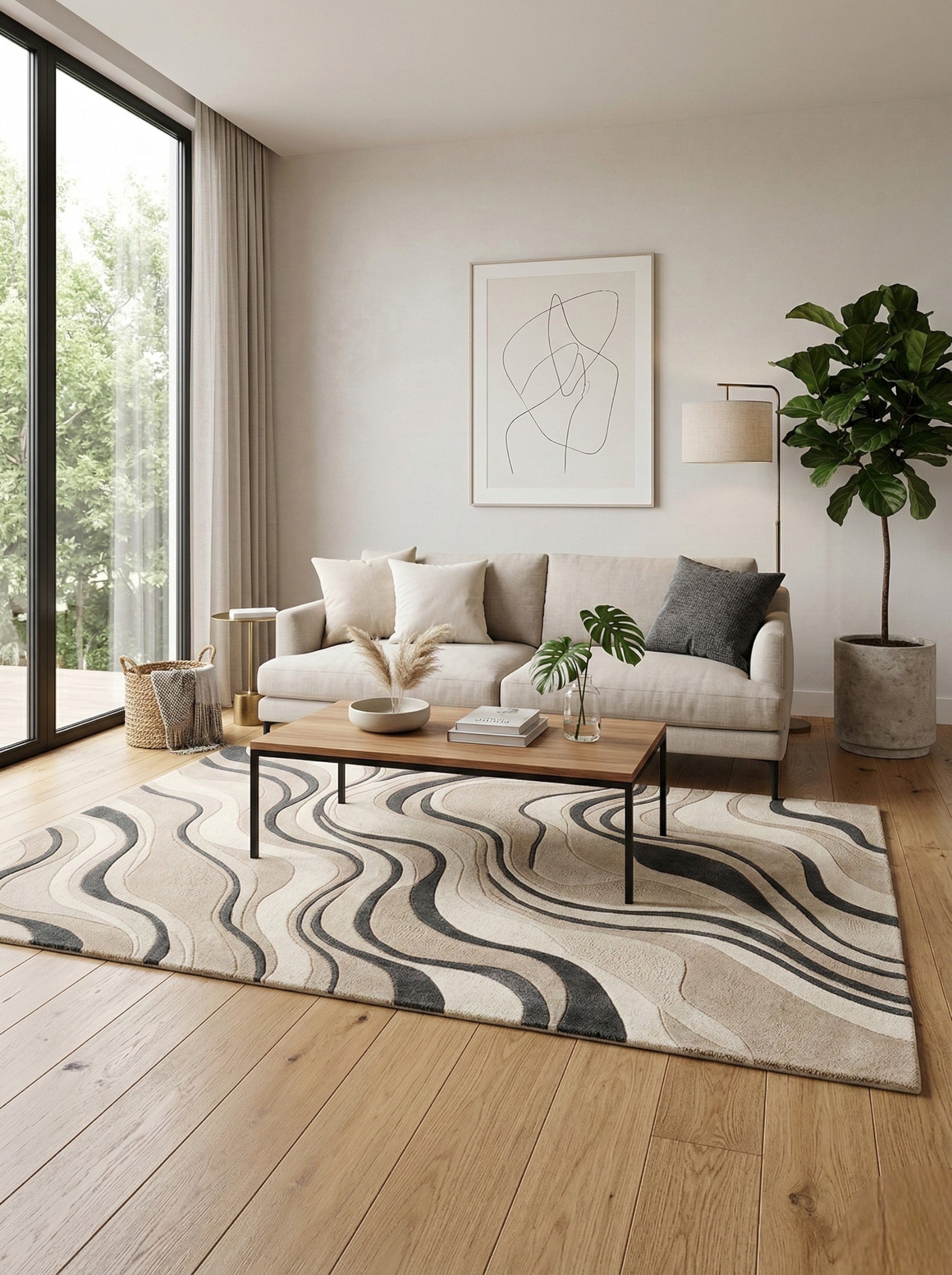 The Desert Flow Abstract Wool Rug