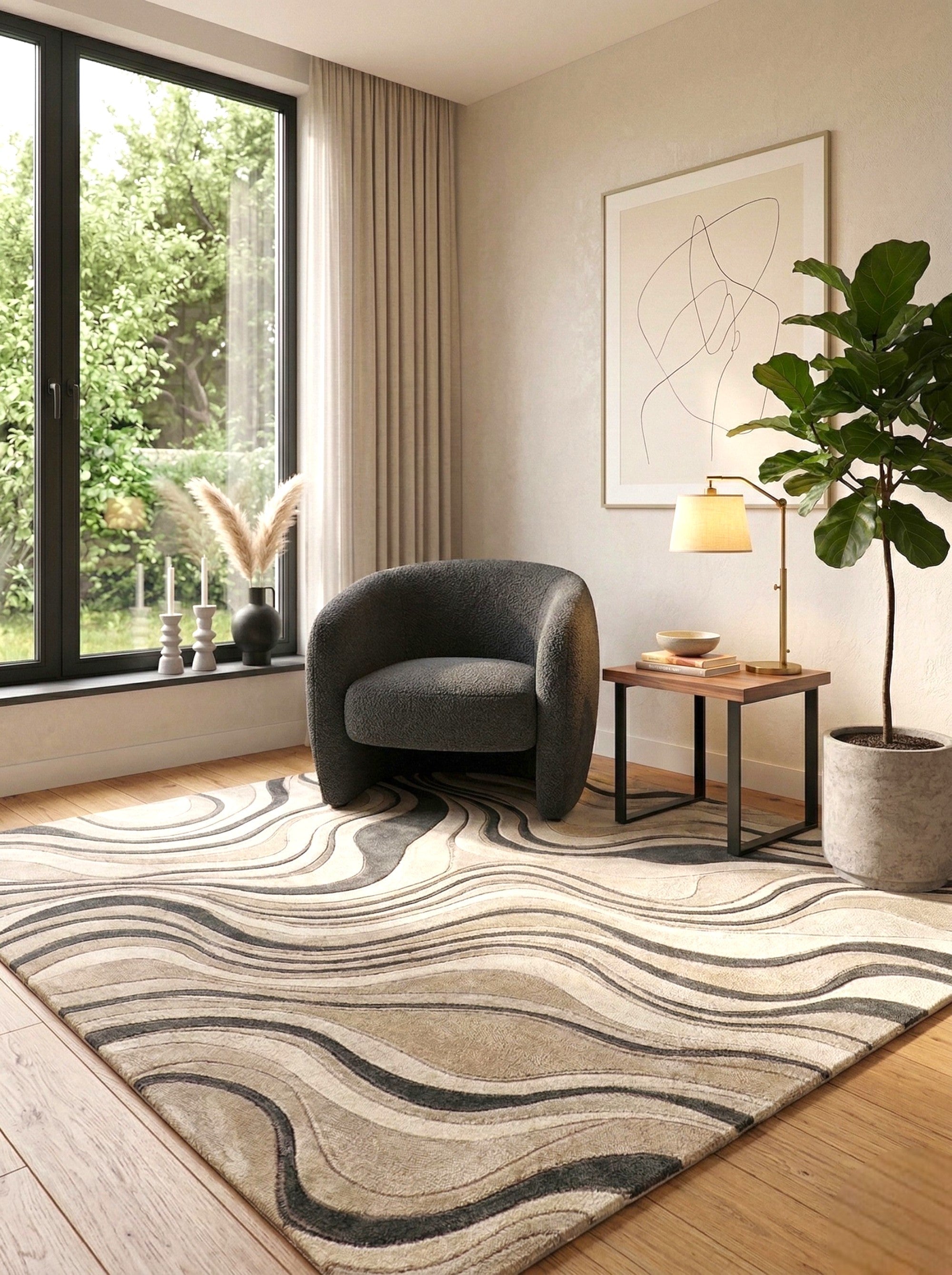 The Desert Flow Abstract Wool Rug
