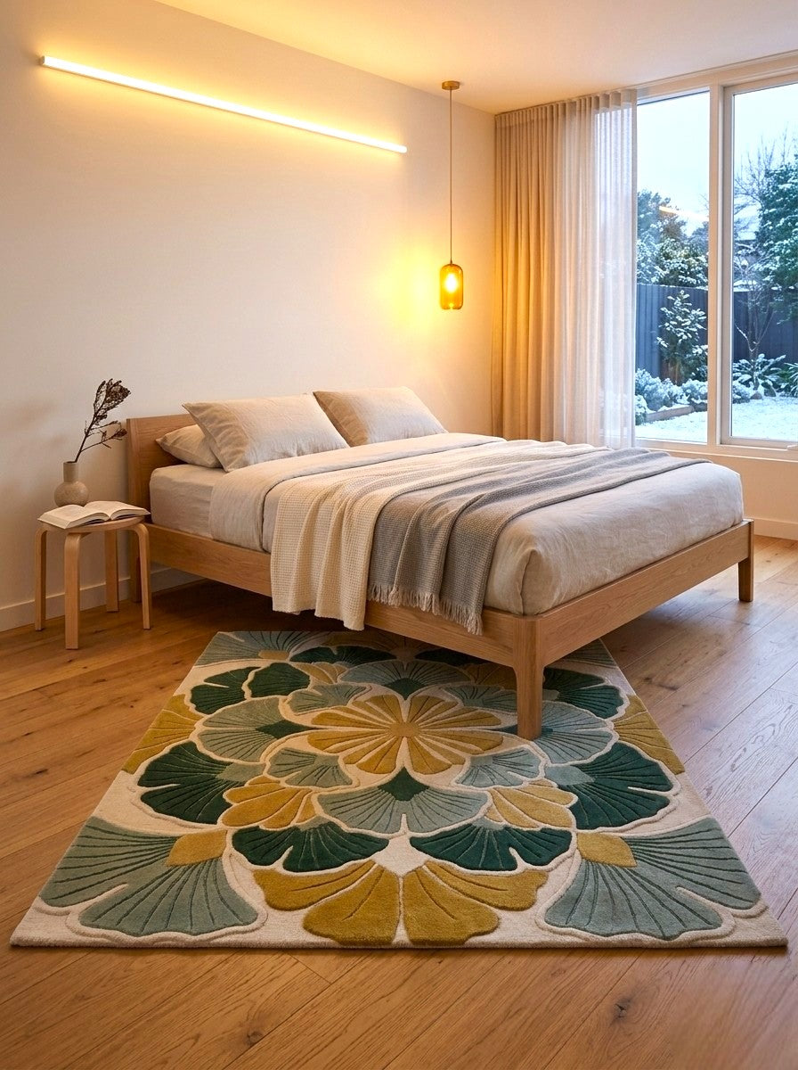 The Emerald Bloom Floral Wool Rug