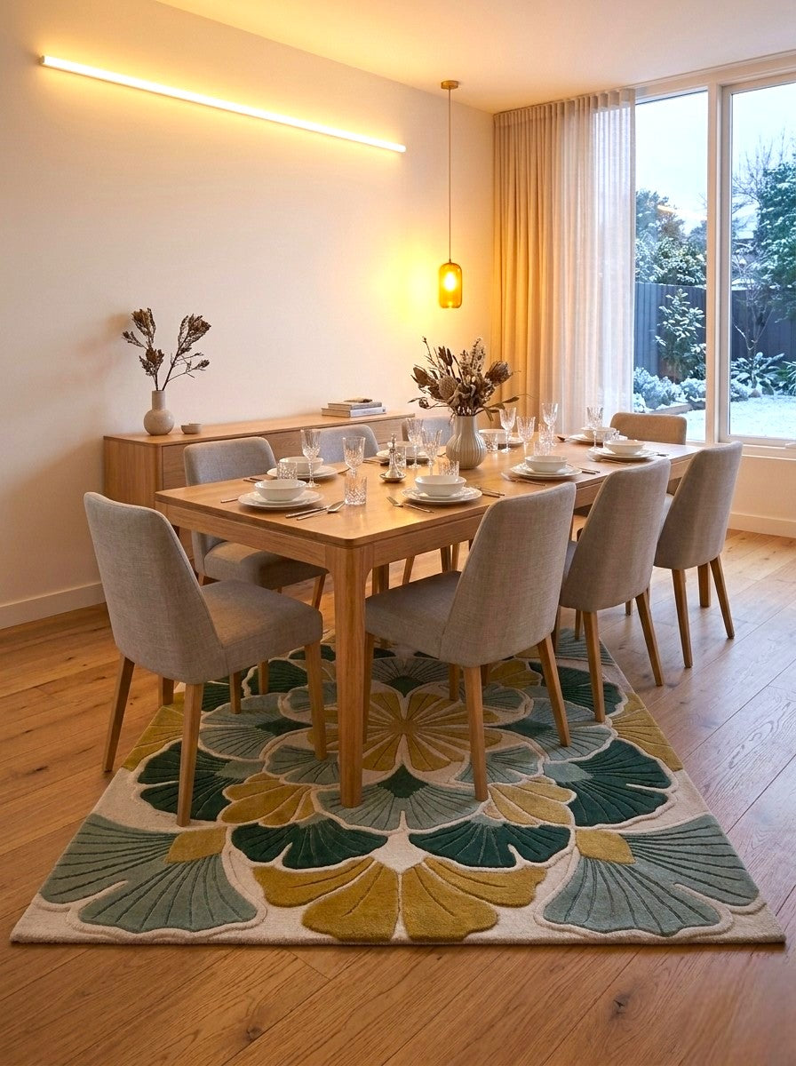 The Emerald Bloom Floral Wool Rug
