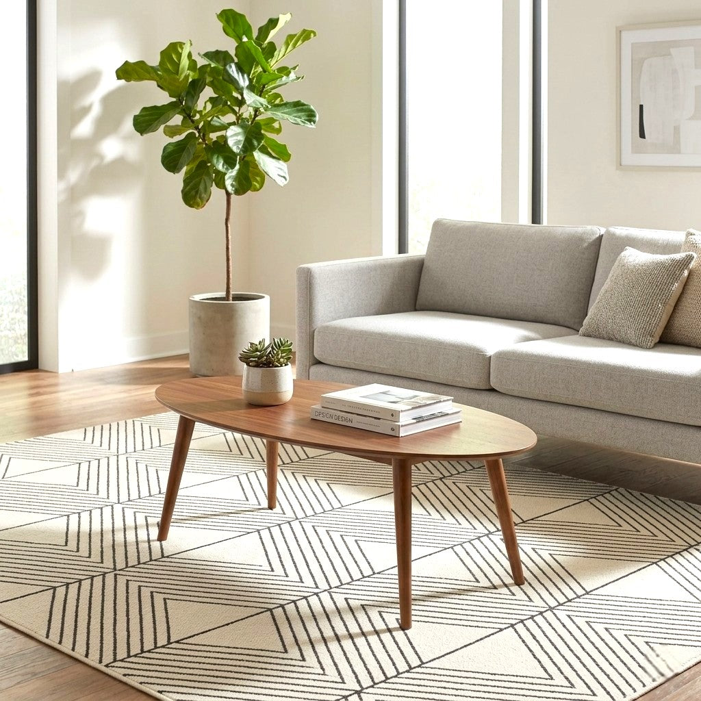 The Ivory Linea Geometric Wool Rug