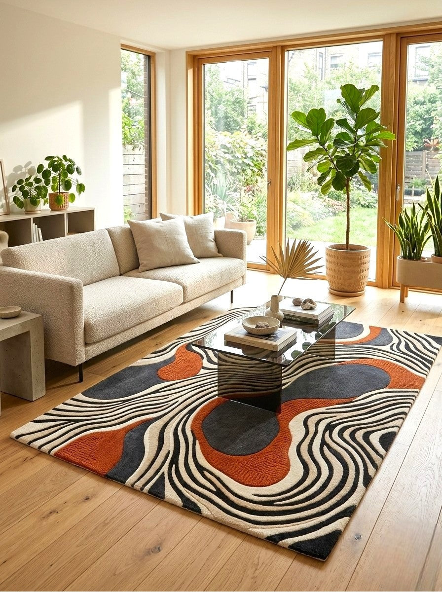 The Lava Flow Abstract Wool Rug