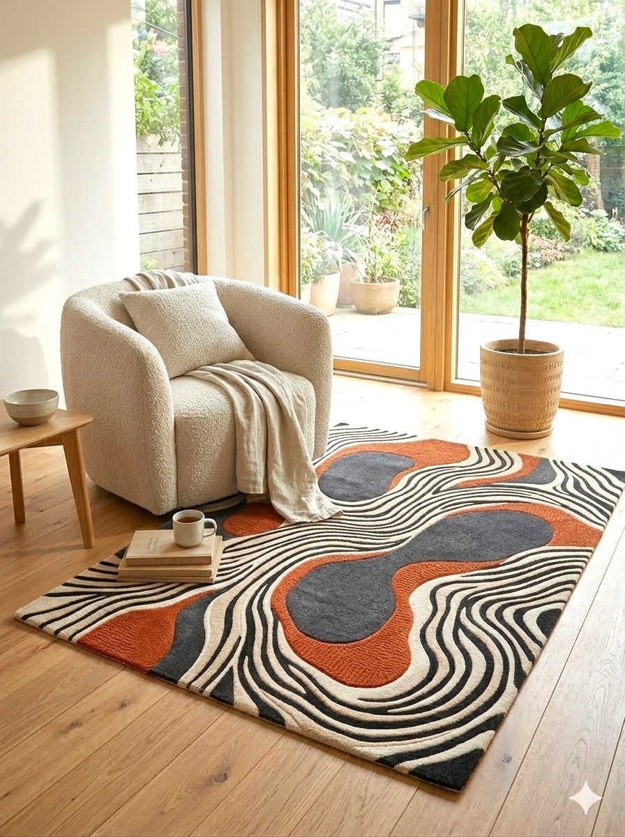 The Lava Flow Abstract Wool Rug