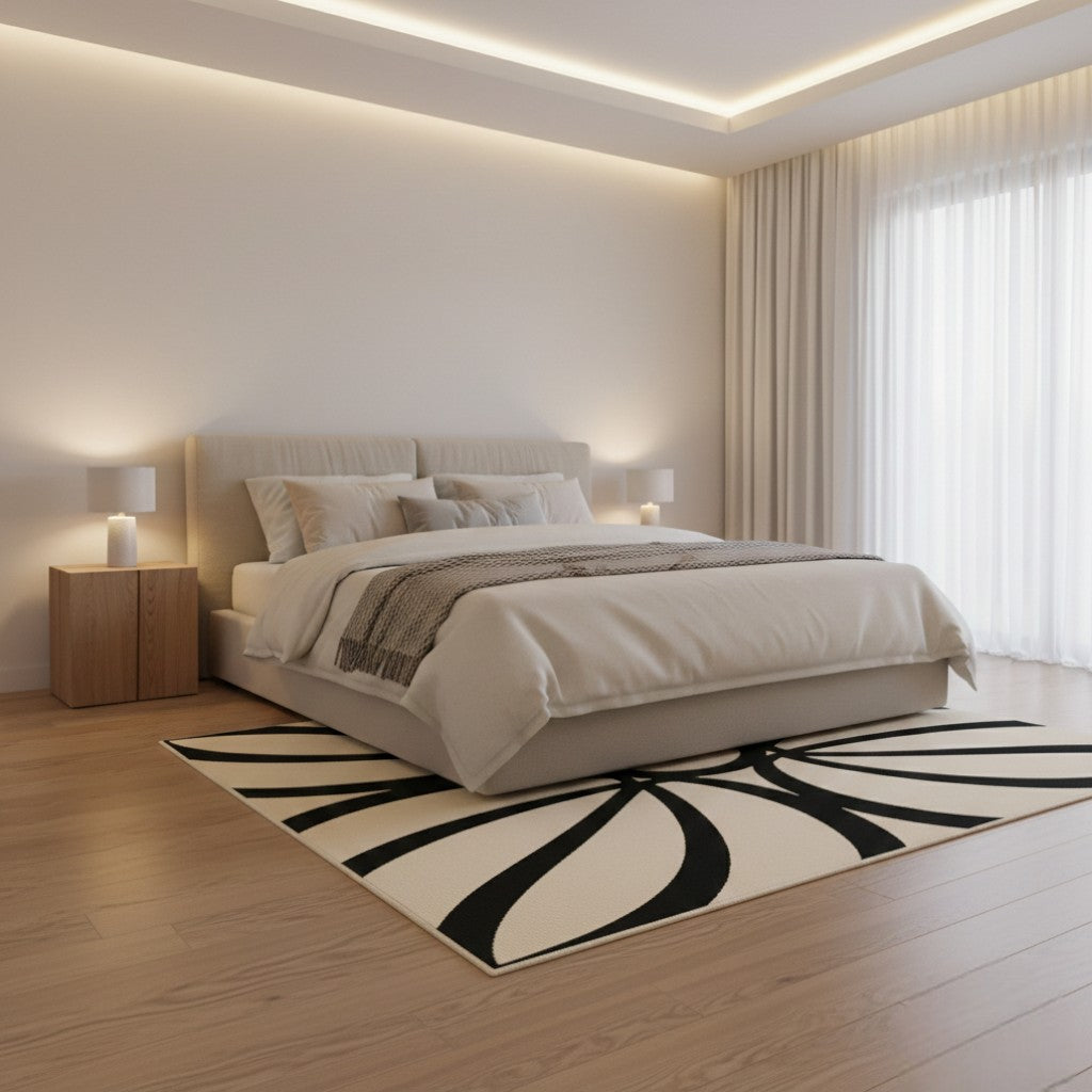 The Noir Petal Symmetry Wool Rug
