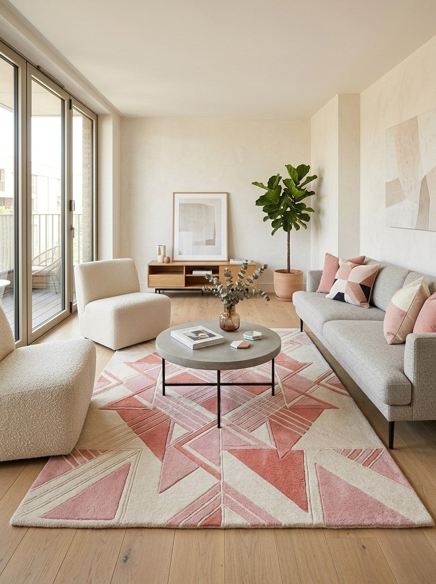 The Rose Prism Geometric Wool Rug