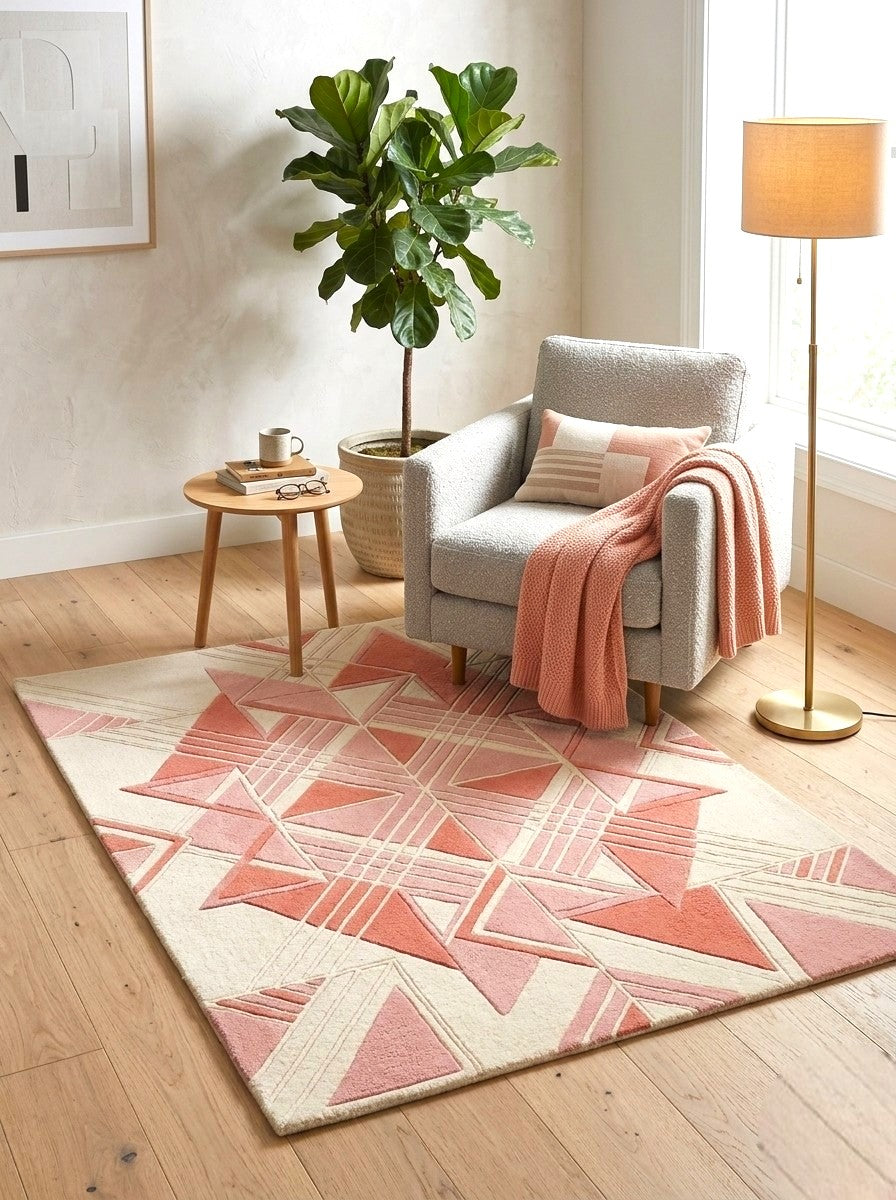 The Rose Prism Geometric Wool Rug