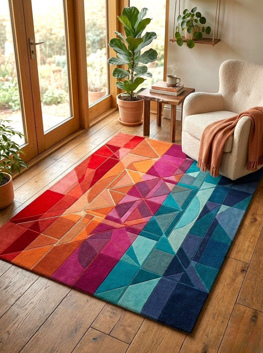 The Spectrum Fusion Geometric Wool Rug