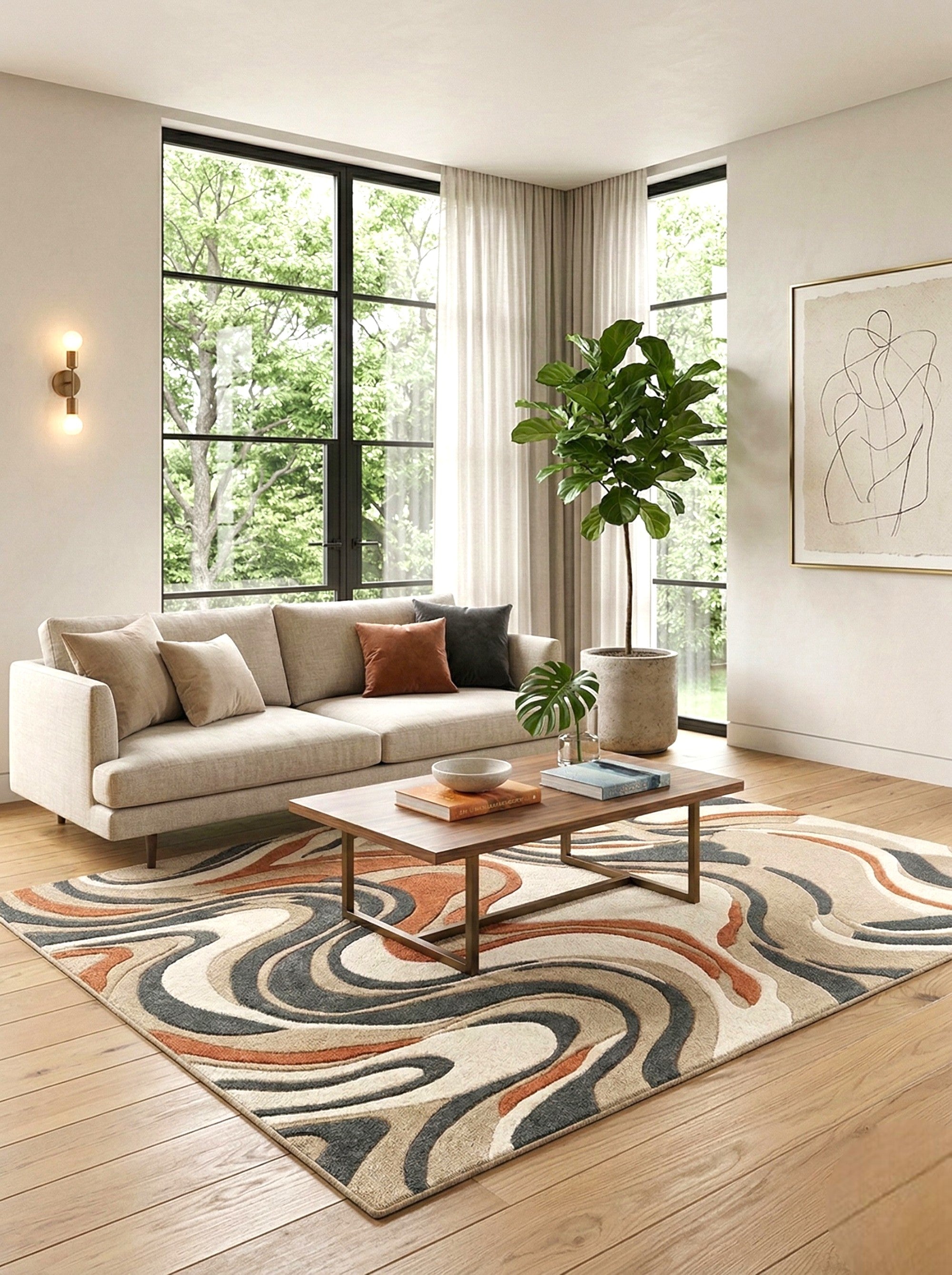 The Terra Wave Abstract Wool Rug