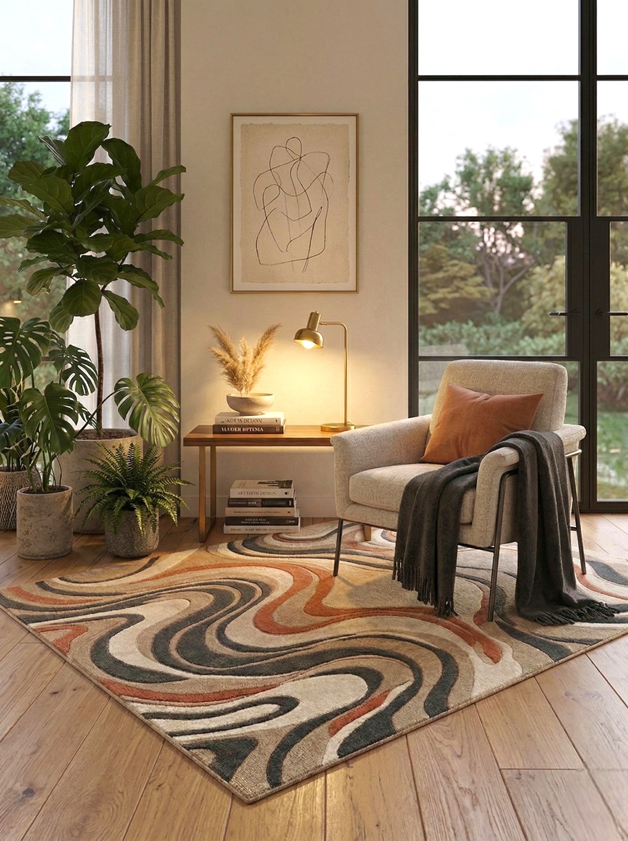 The Terra Wave Abstract Wool Rug