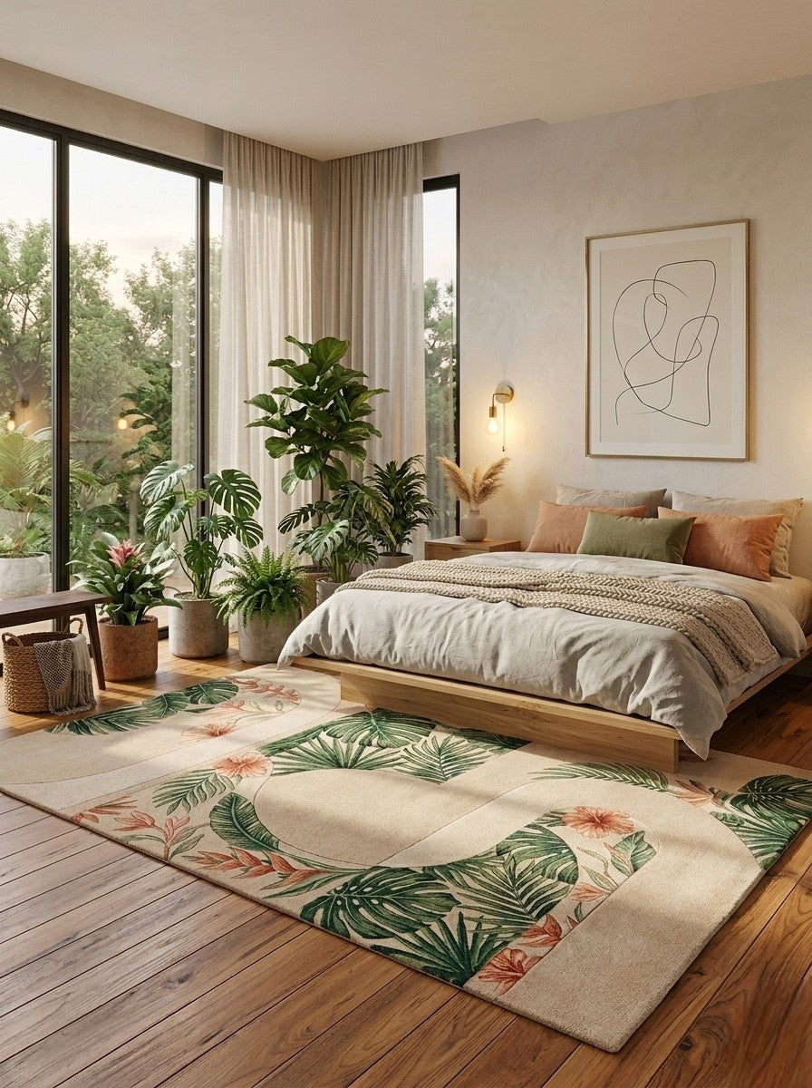 The Tropical Curve Botanical Wool Rug