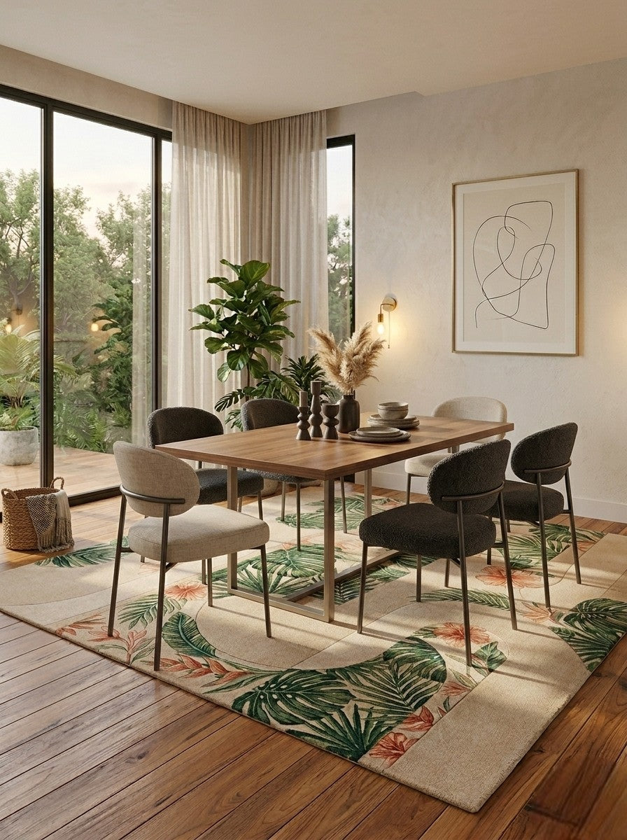 The Tropical Curve Botanical Wool Rug