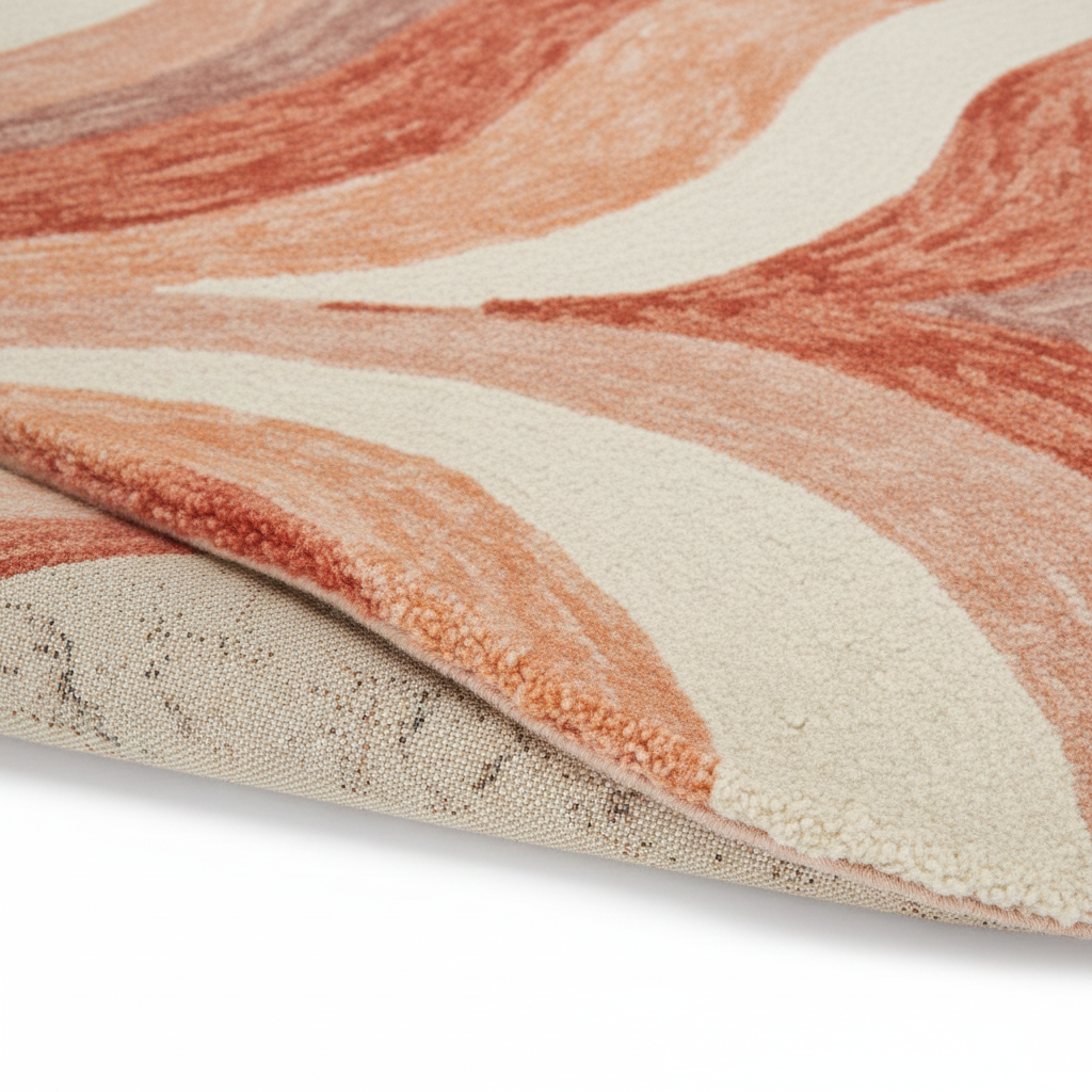 The Peach Bloom Swirl Round Rug