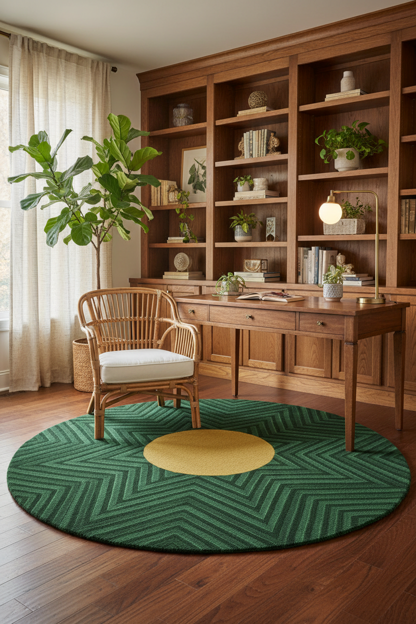Emerald Sun Round Rug - Botanical Home Study