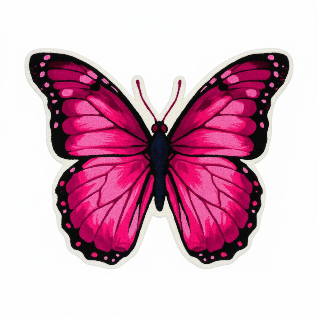 The Enchanted Wings Hand-Tufted Wool Rug Pink Magenta