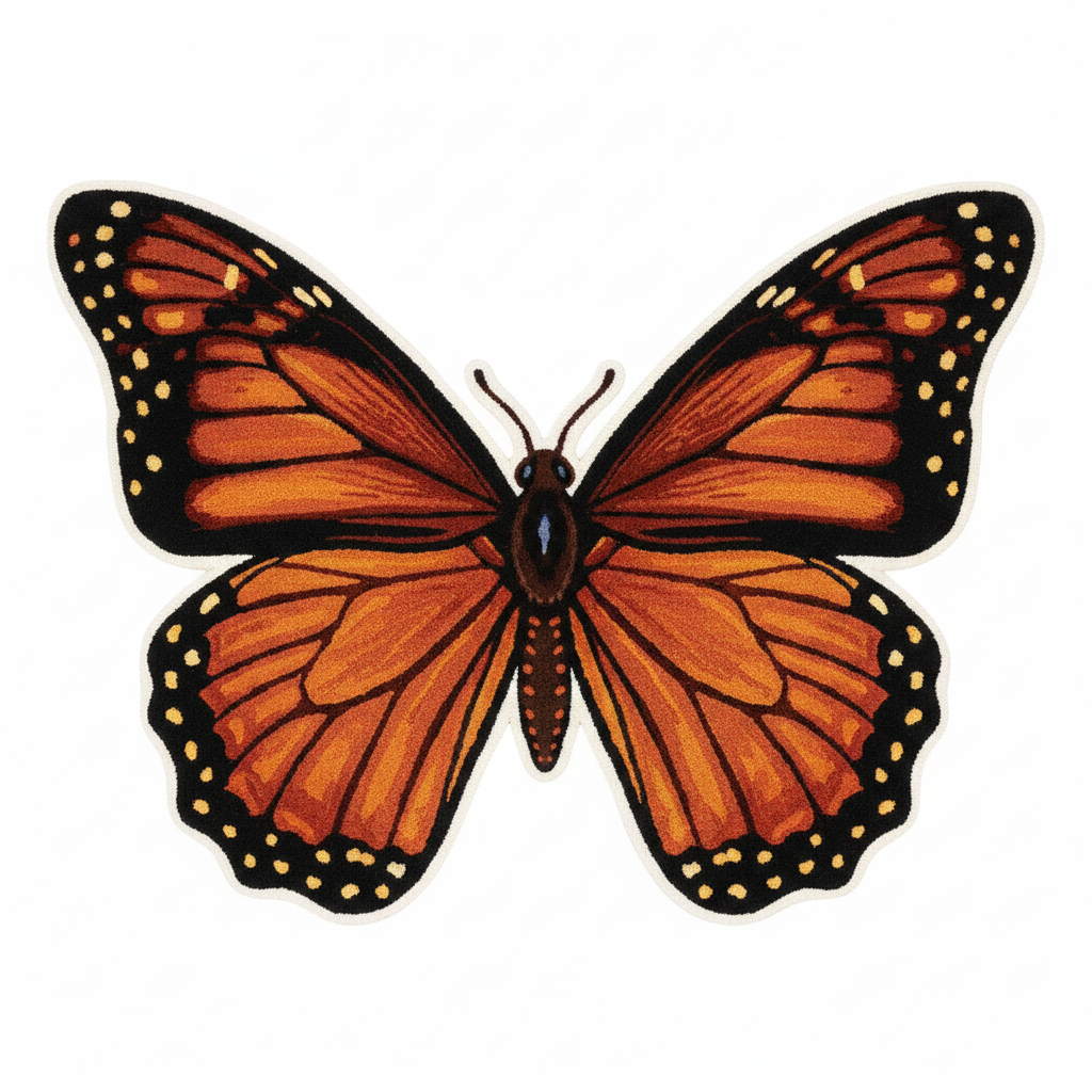 The Enchanted Wings Hand-Tufted Wool Rug Orange Terracotta