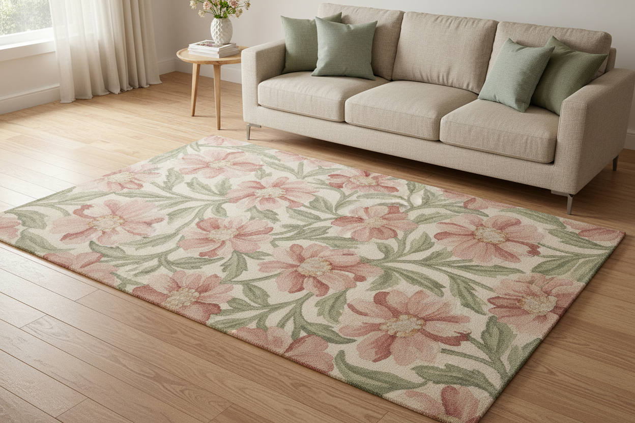 The Blossom Blush Floral Wool Rug