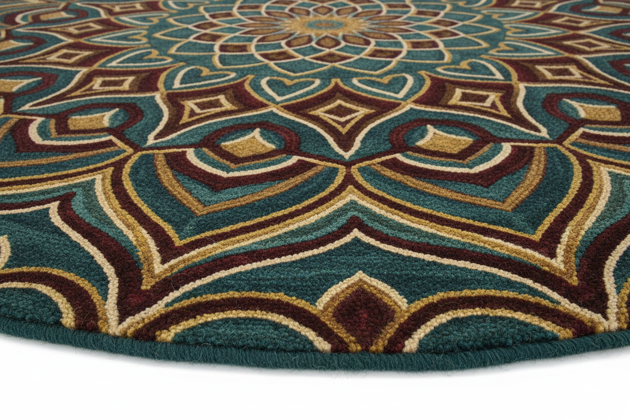 The Teal Mandala Luxe Round Rug