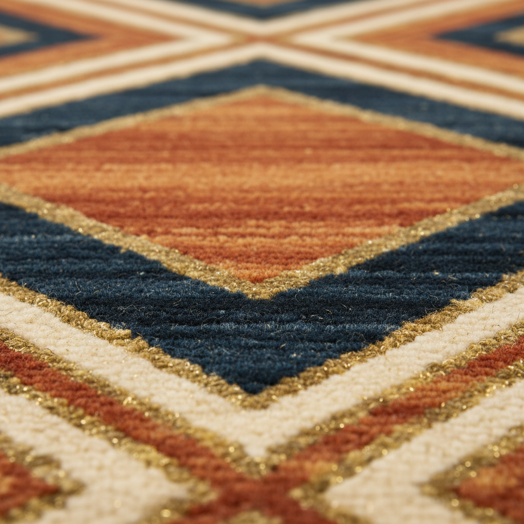 The Navy Diamond Geometric Wool Runner Rug