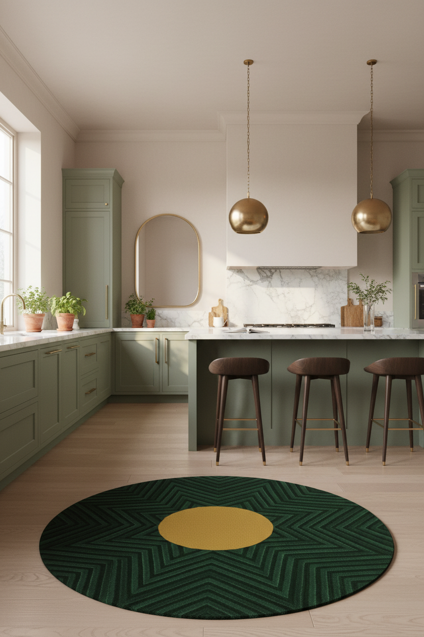 Emerald Sun Round Rug - Modern Kitchen