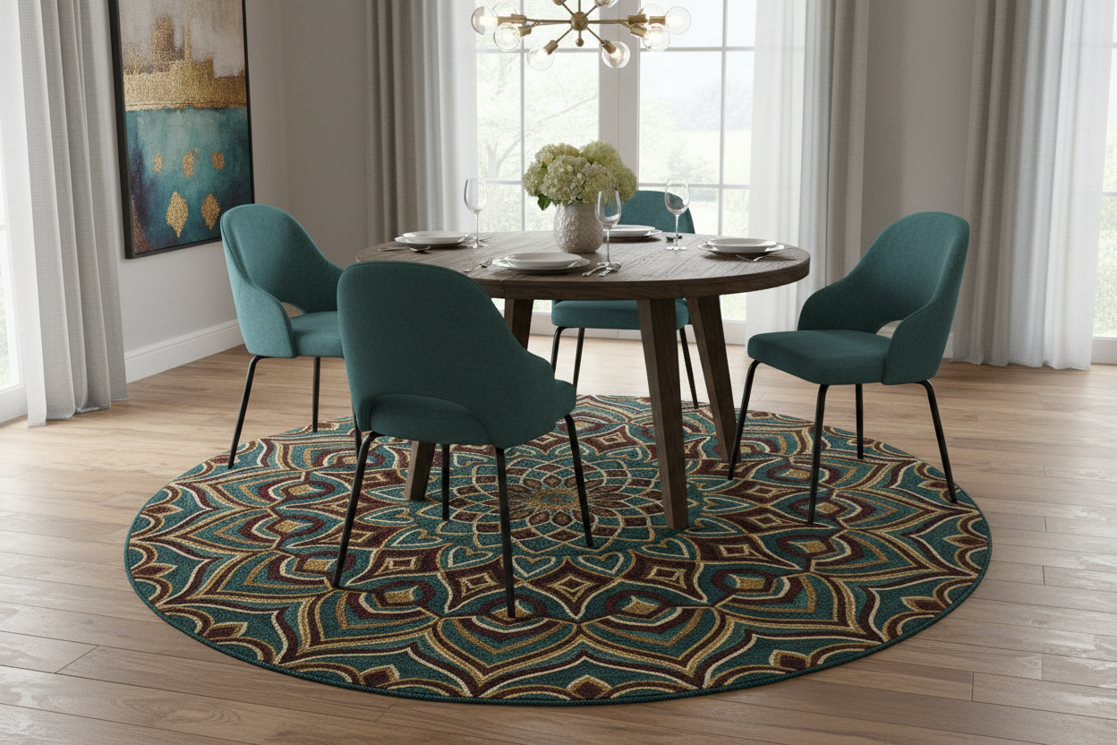 The Teal Mandala Luxe Round Rug