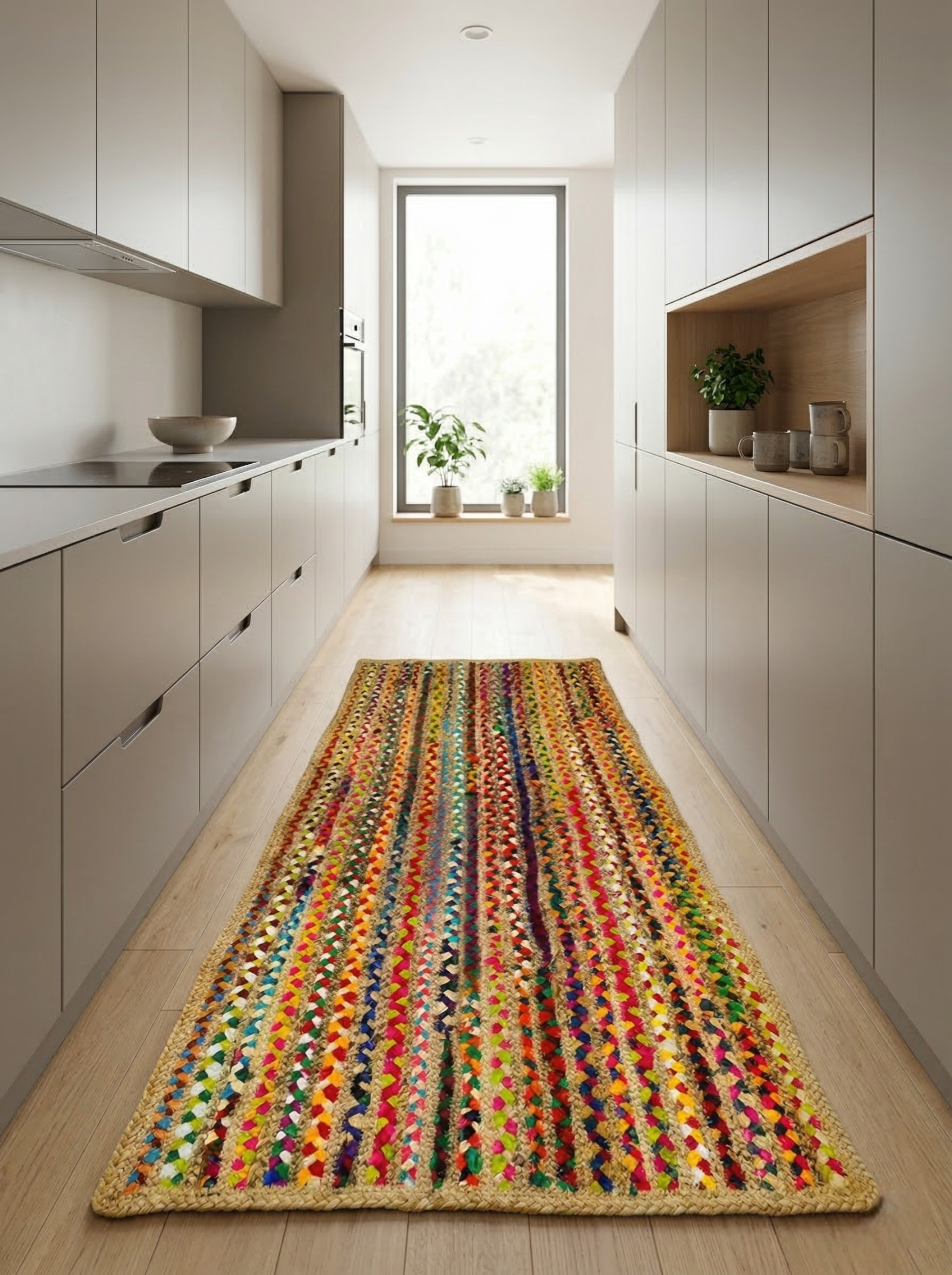 Handmade Multi color Cotton & Jute Braided Chindi Rug - Boho Home Décor Rectangle Carpet