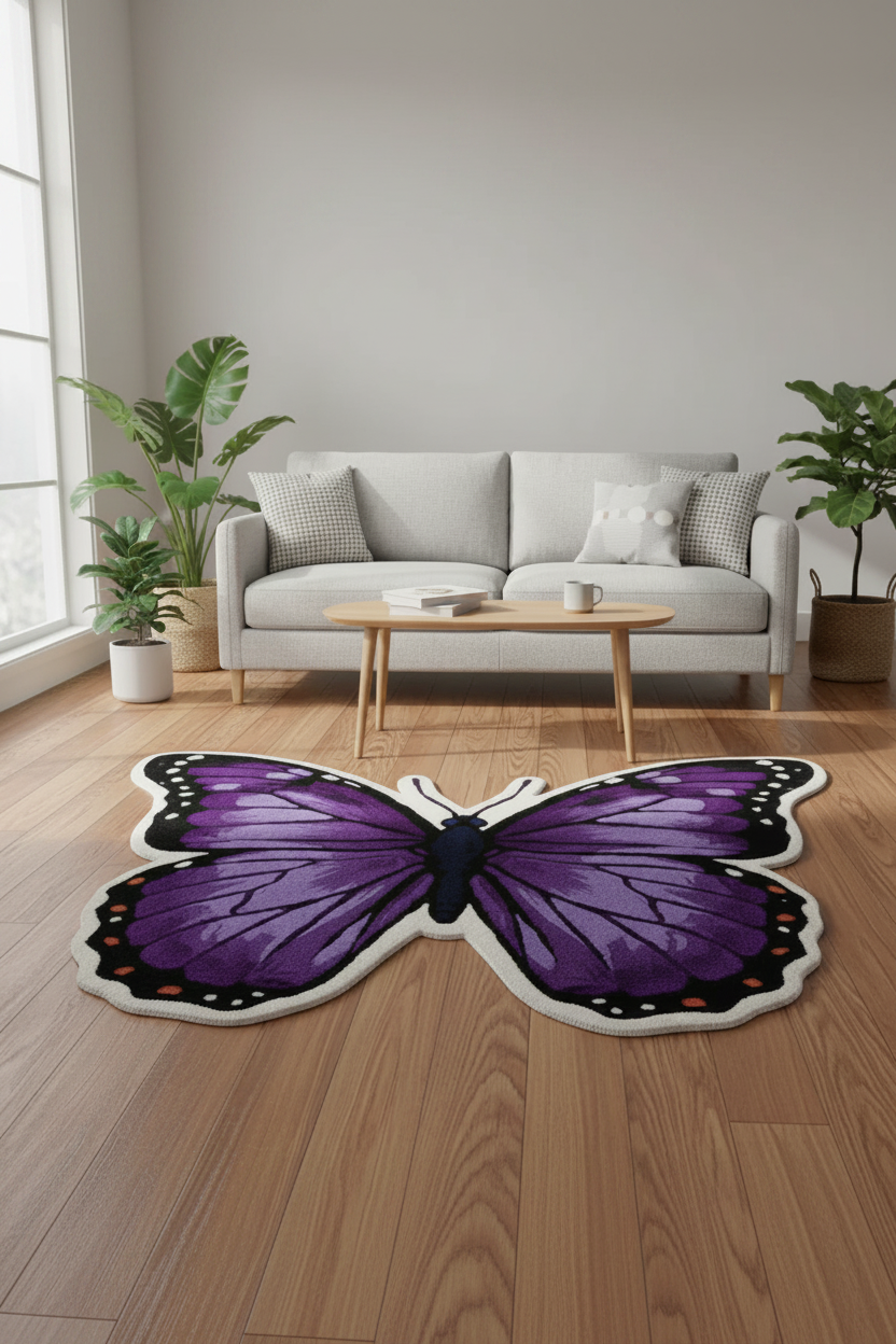 Purple Butterfly Rug - Living Room 3:4