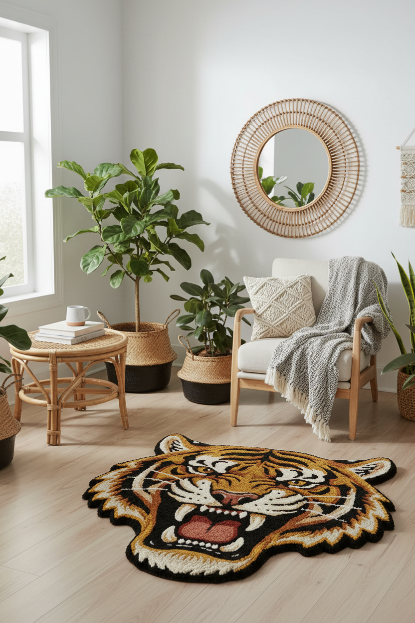 Tiger Rug Boho Room - 3:4 Portrait