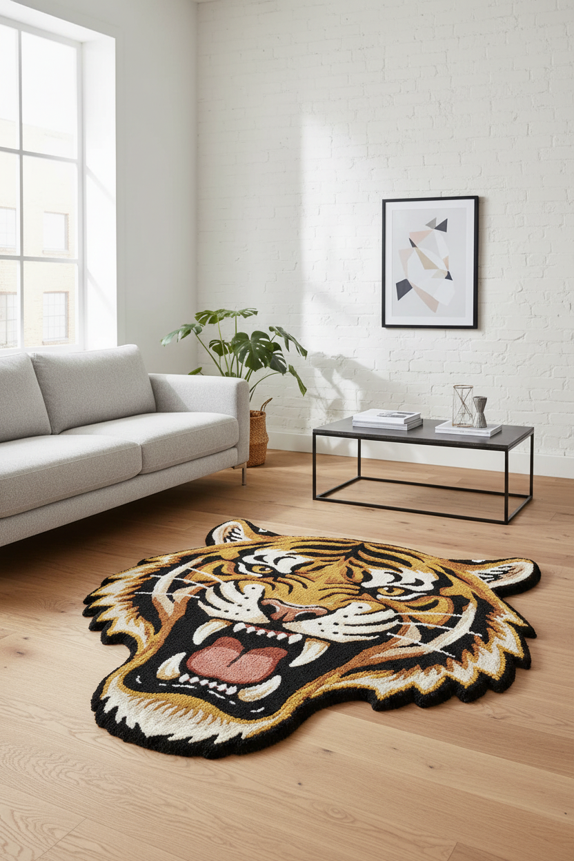 Tiger Rug Living Room - 3:4 Portrait